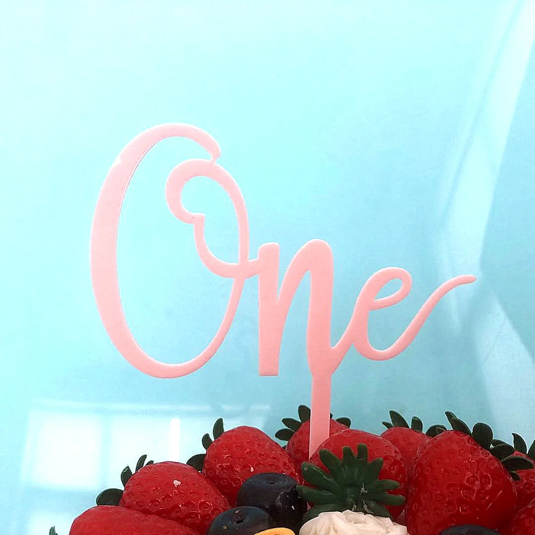 5 "один" акриловый Топпер для торта розовое золото красочный номер один Топпер для кекса для детей день рождения торт украшения детский душ - Цвет: 5