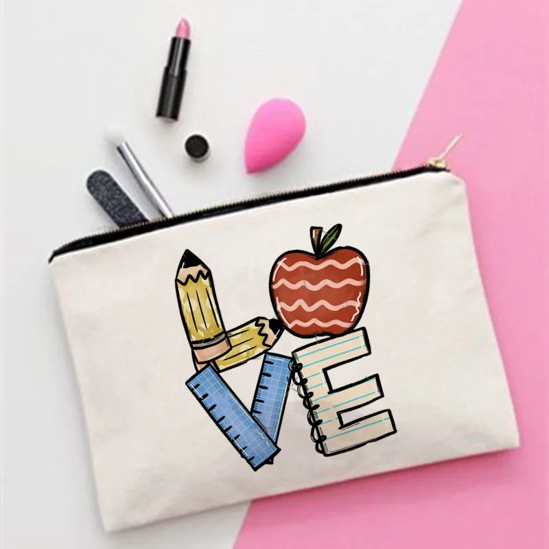 

Women love to teach Printed Make up bag Fashion Women Cosmetics Organizer Bag for Travel Colorful Storage Bag for Lady Bag