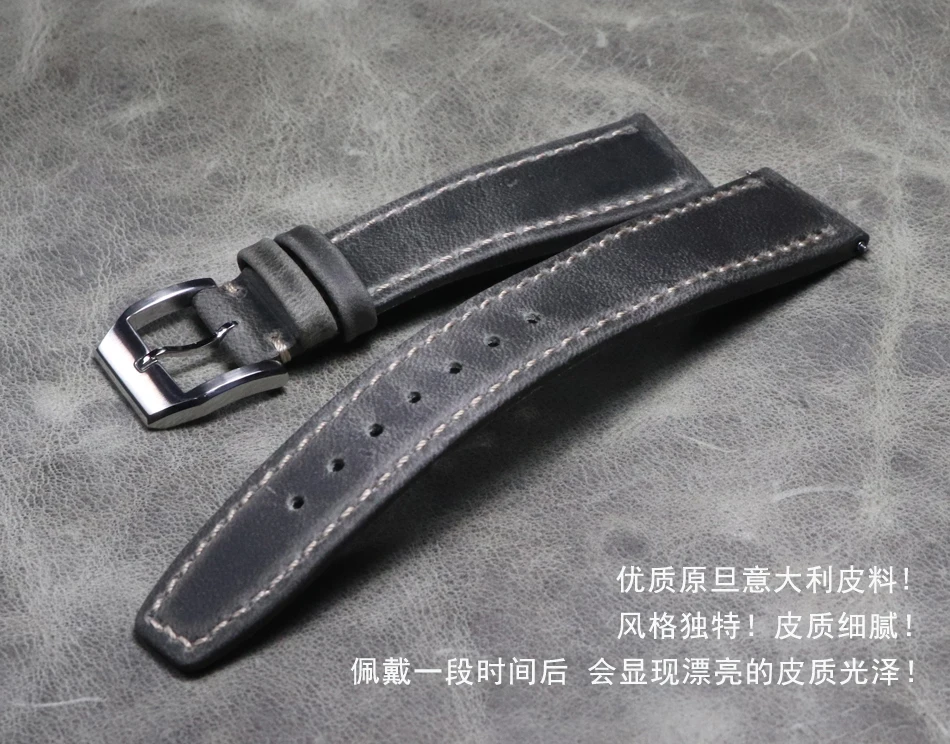 20 21 22mm Vintage Crazy Horse Leather Wristband Watch Bands high quality belt Strap Handmade Bracelet watch accessories | Наручные часы