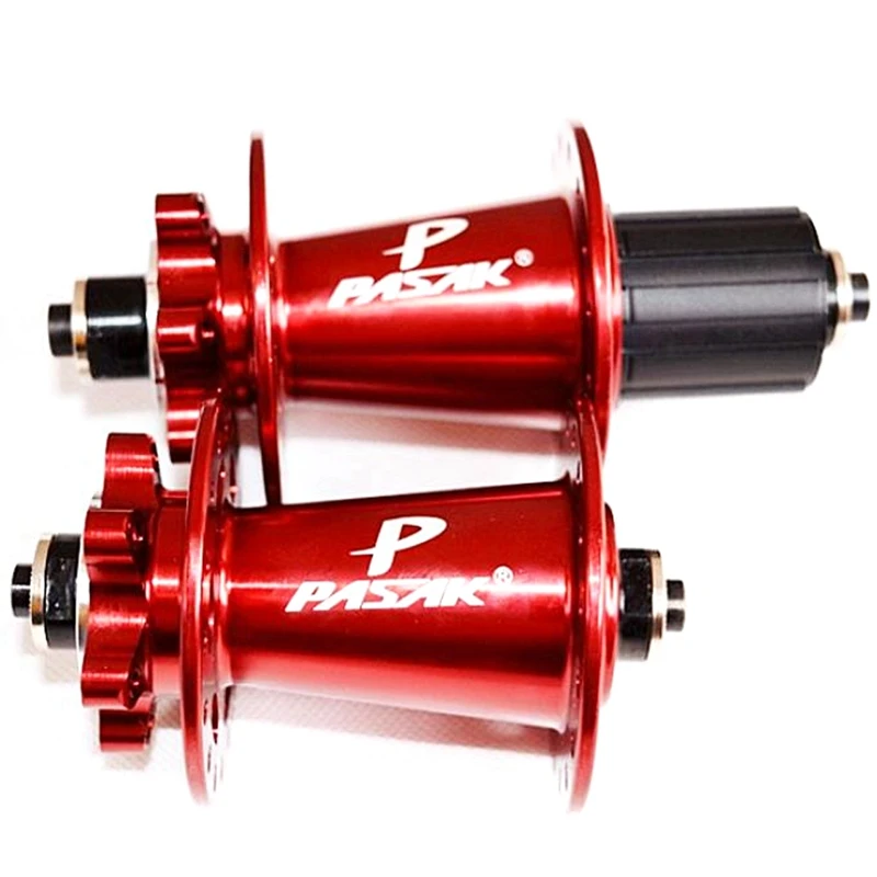 

PASAK 2 Set Mountain Bike 4 Palin Bearing Disc Brake Hub Front Rear Axle Hubs 32 Hole Quick Release, Red & Gold