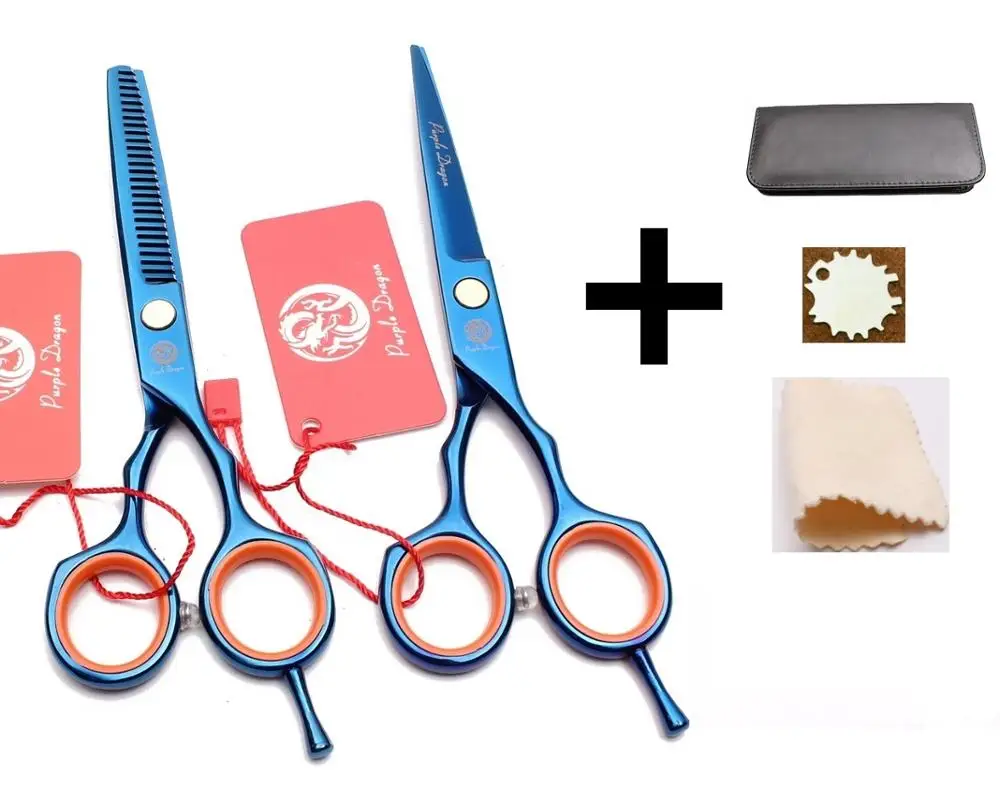 Ful Quality Professional Hairdressing Scissors Barber Salon Hair Cutting Thinning Shears Set Blue Y1214