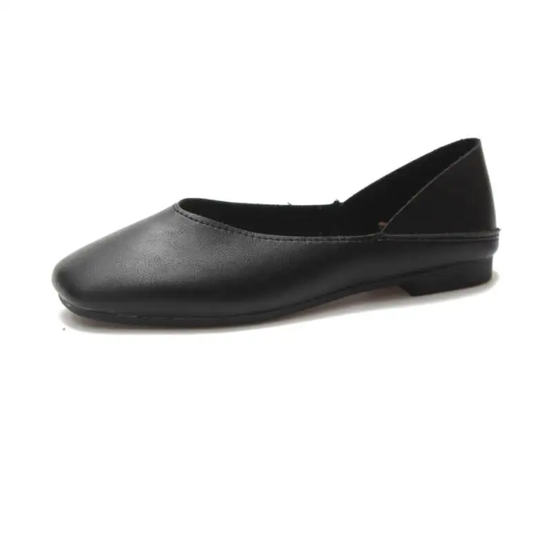 

2021 spring new retro square head temperament single shoes ladies simple flat shoes casual shallow mouth lazy shoes
