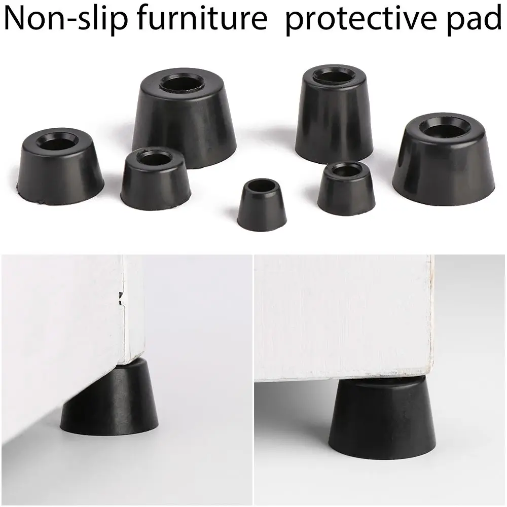 

10 pcs Safe Cushion Furniture Parts Black Tapered Furniture Slip Feet Protective Pad Rubber Foot Mat
