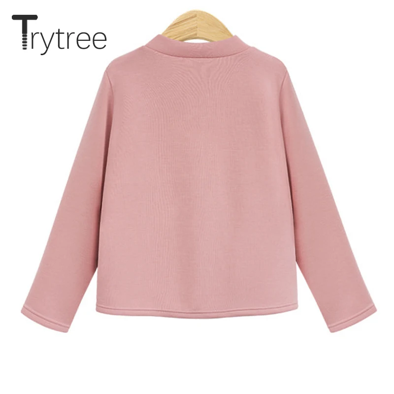 Trytree/2019 осенне зимнее женское повседневное однотонное пальто из полиэстера 3