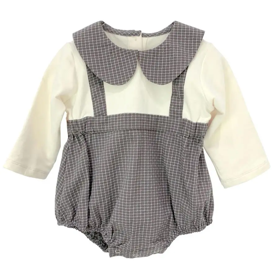 

Baby autumn Bodysuits fake two 0-2 Yrs plaid Newborn Baby Girls Overalls Toddler outerwear for kids