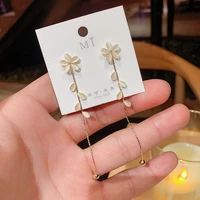 korean flower tassel pendant earrings long and delicate trend women jewelry personality fashion stud earrings womens earrings