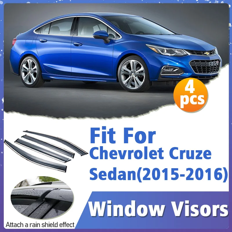 Window Visor Guard for Chevrolet Cruze Sedan 2015-2016 Cover Trim Awnings Shelters Protection Sun Rain Deflector Accessories