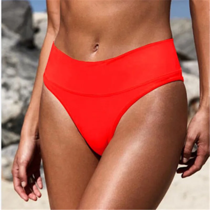 

Women High Waist Swimwear Vintage Bikini Panties Bottom Female V Cheeky Swimsuit Briefs Beachwear Bathing Suit