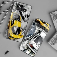 cartoon initial d jdm drift phone case tempered glass for samsung s20 plus s7 s8 s9 s10 plus note 8 9 10 plus