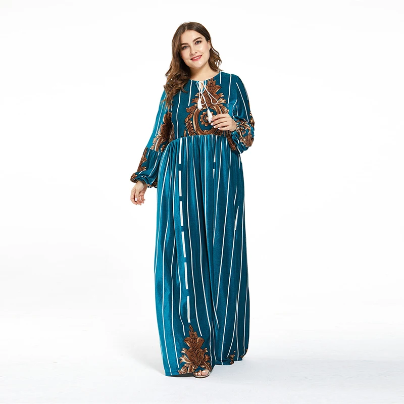 Новая мода высокоэлегантное женское платье с принтом размера плюс новое зимнее