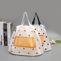 50pcs thick large plastic bags matte black round dots with handles wedding party gift packaging bag clothing store shopping bag