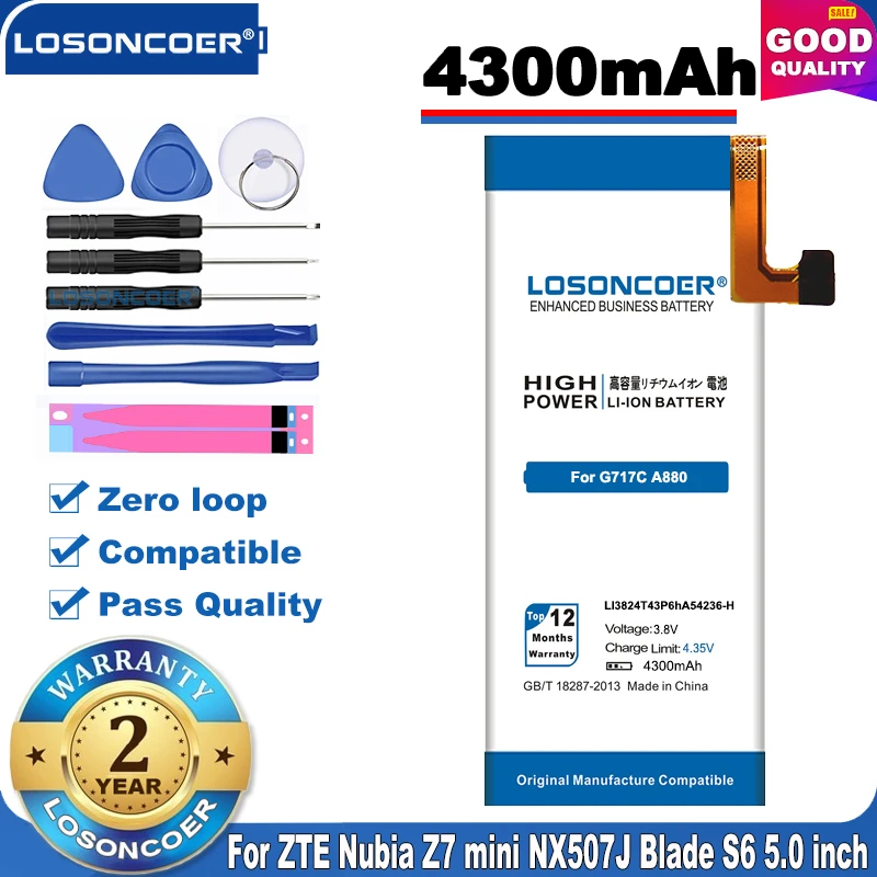 Аккумулятор LOSONCOER 4300 мАч для ZTE Nubia Z7 Mini NX507J Blade S6 5 0 X5 G717C G718C 100% оригинал|battery for|battery