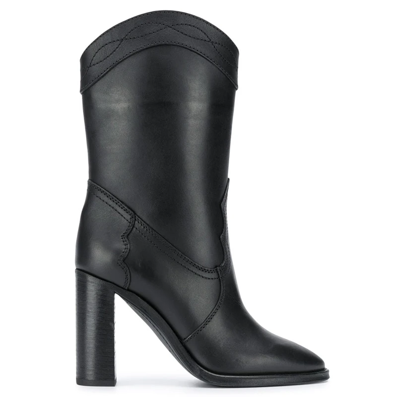 

Brown Real Leather Ankle Boots Women Pointed Toe 7cm 10cm High Heel Boots Female Sexy Western Cowboy Botas