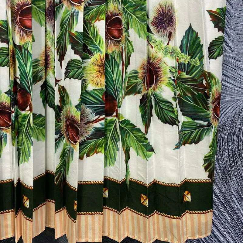 

SEQINYY Sicily Style Dress 2020 Spring Autumn New Fashion Design Women Bow Vintage Print Chestnut High Quality Knee Pleated