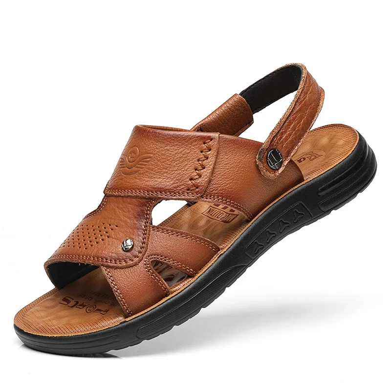 Classic Men Shoes Summer Men's Sandals Genuine Leather New Style Outdoor Walking Comfortable Soft Anti-Slippery Large Size 38-47