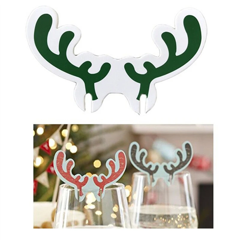 50 Шт.Рождественская Шляпа Бокал Украшения Санта Клаус Снеговик Обеденный Стол