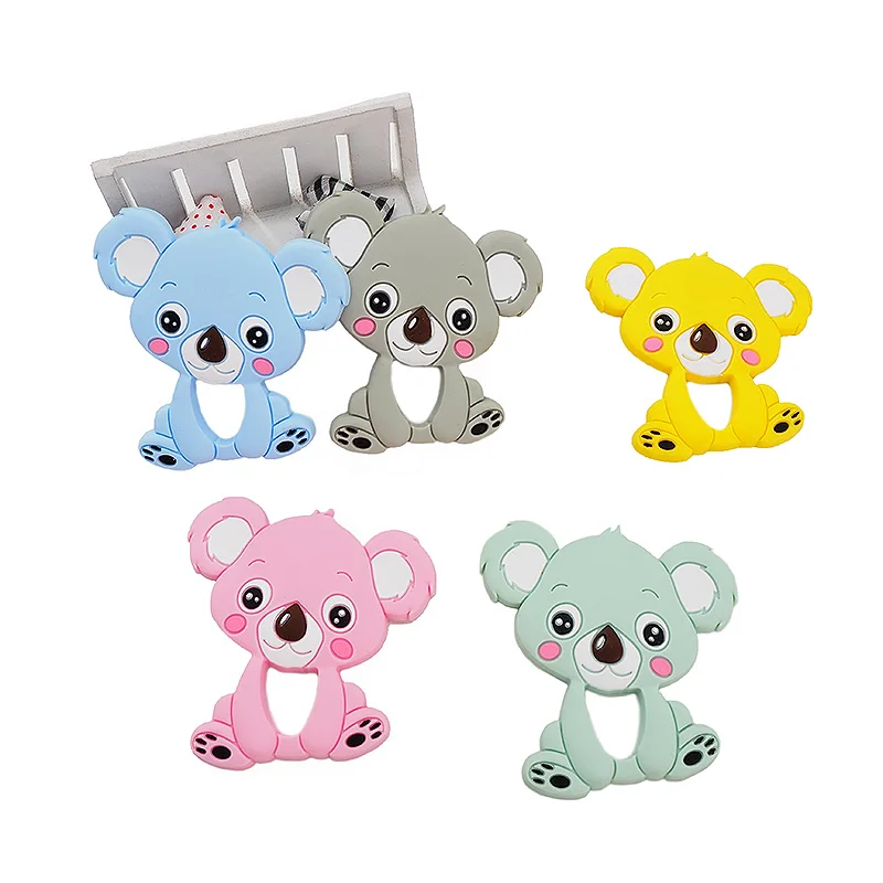 

Chenkai 10PCS Silicone Koala Teether Baby Animal Teething Food Grade For DIY Chewable pendant Nursing Bracelet Toys BPA Free