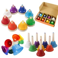 8 note hand bell children music toy rainbow percussion instrument set 8 tone bell rotating rattle beginner educational toy gift