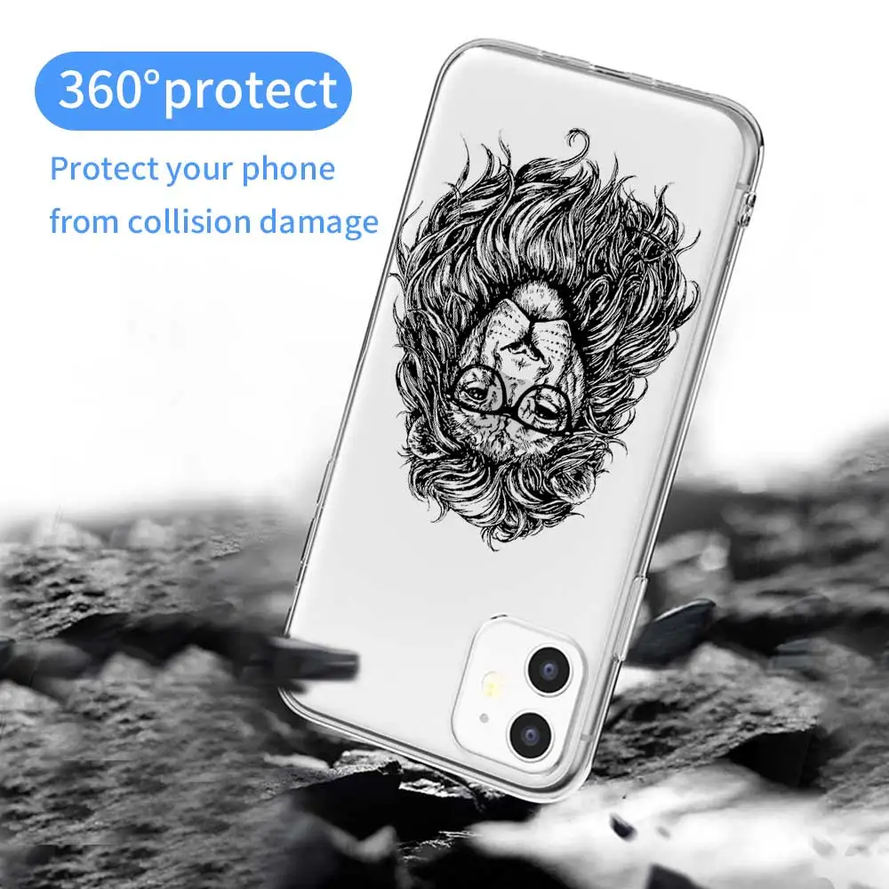 Чехол для телефона с тотемным животным львом и кошкой iPhone 11 Pro Max чехол X XR XS MAX 7 8 6 6S