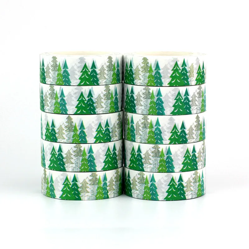 

NEW 10pcs/lot Decorative Christmas Tree Washi Tapes DIY Scrapbooking Stickers Adhesive Masking Tape Kawaii Papeleria Wholesale
