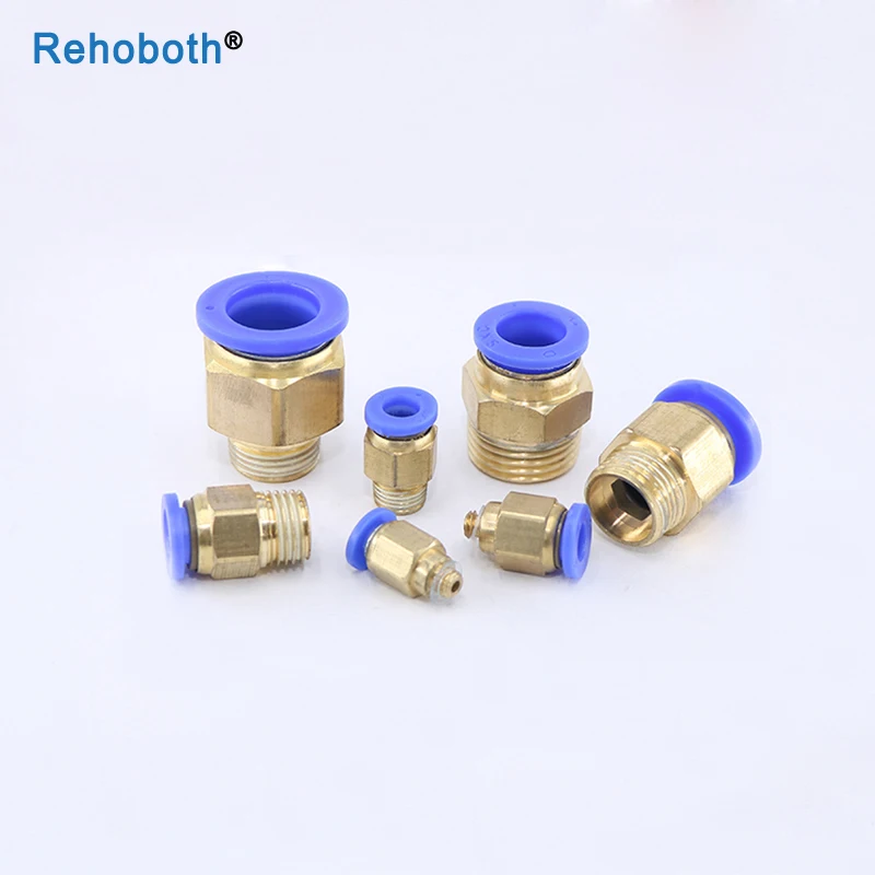 PC Series Blue Pneumatic Quick connector Inlet Pipe Joint 38-1 Brass 304 Stainless Steel Circlip External Thread Connector | Обустройство