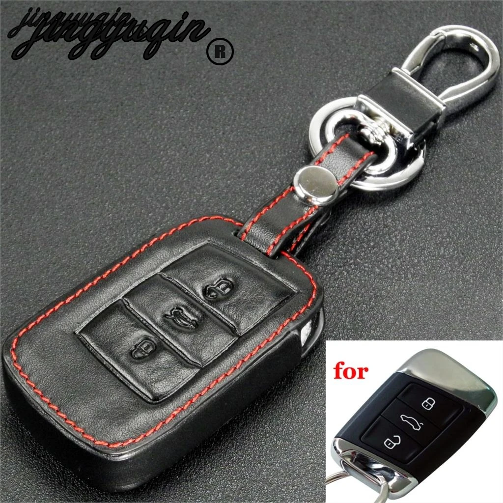 

Кожаный чехол для ключей jingyuqin для 2016 2017 VW Passat B8 Skoda Superb A7, чехол для ключей, Карманный чехол, кольцо для ключей