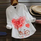Блузка женская шифоновая с цветочным принтом, блузка с длинным рукавом и V-образным вырезом, на пуговицах, винтажная Повседневная рубашка оверсайз