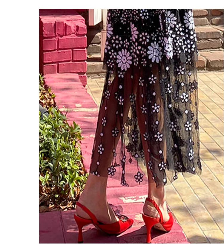 

New Runway Summer Self Portrait Dress Women Short Sleeve Embroidery Floral Mesh Vintage Ruffles Party Vestidos