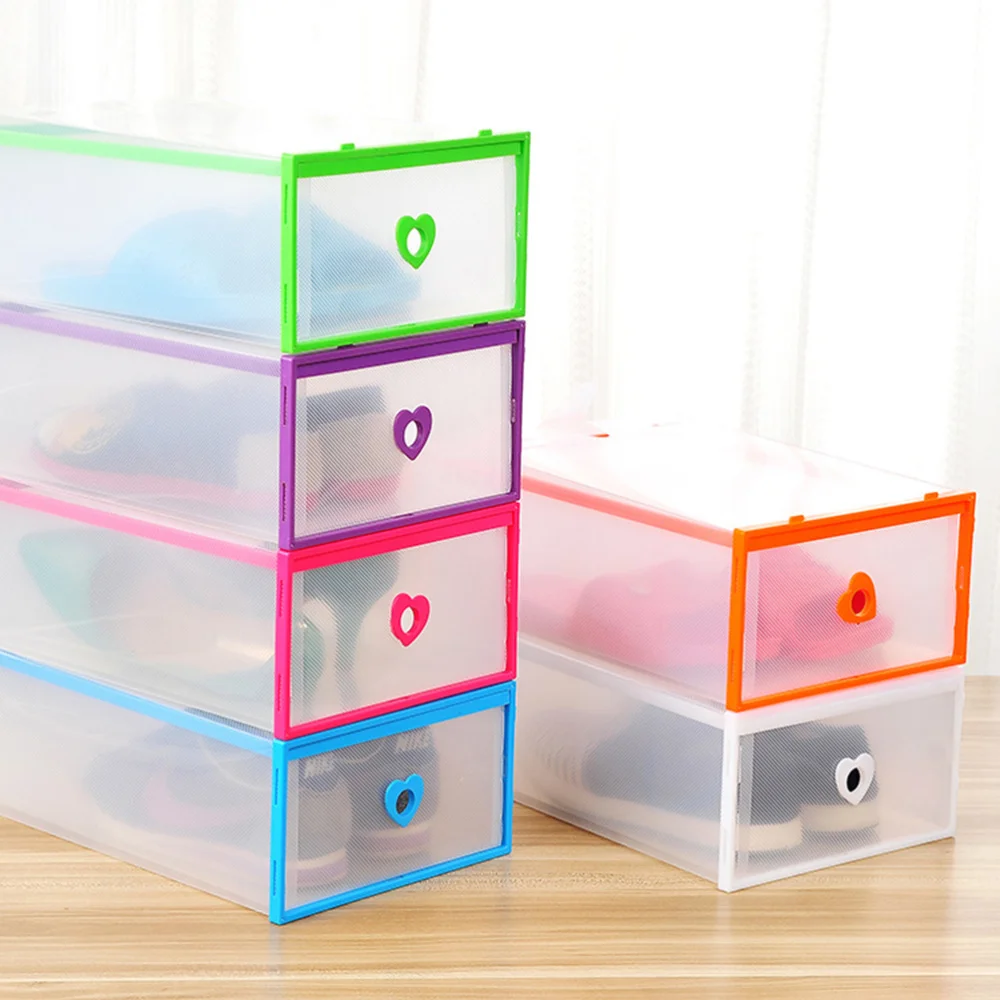 

10PCS Crate Storage Clear Drawer Shoe Boxes Stackable Foldable Shoes Case Home Wardrobe Thicken Shoebox Size 31*20*11 (