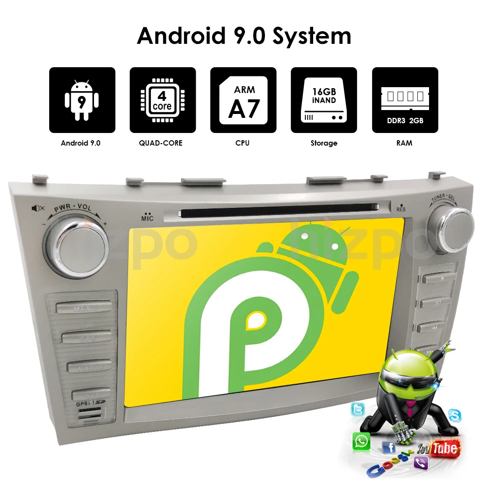 Android 9,0 четырехъядерный " Автомобильный dvd-плеер для Toyota Camry 2008-2011 gps Navi поддержка dab+ SD/USB сенсорный экран радио mp3 Bluetooth