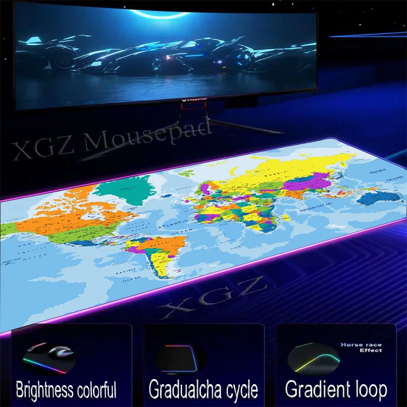 Большой коврик для мыши XGZ RGB с застежкой по краю компьютерного стола