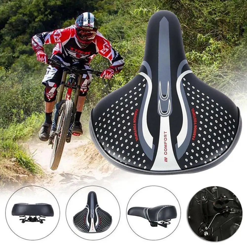 

Велосипедное седло 1 шт., удобное сверхширокое большое сиденье из мягкой искусственной кожи, черное, для занятий спортом на открытом воздухе