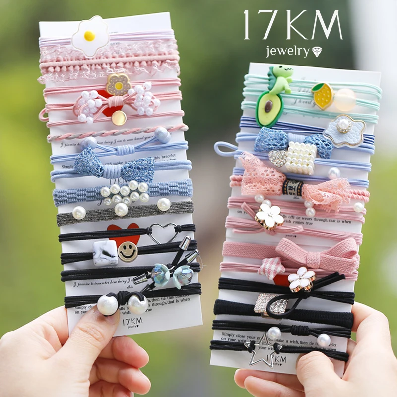 Резинки для волос с жемчугом женские базовые эластичные заколки узлом Розовые