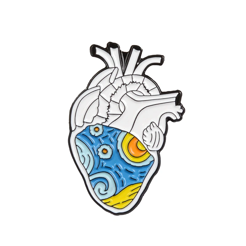 Heart 3 Эмалированные булавки на половину мозга и сердца, анатомия, медицинские броши, реалистичные, бьющееся сердце, мышление, голова на лацкане, значки, ужасы, ювелирные изделия - Окраска металла: Heart 3
