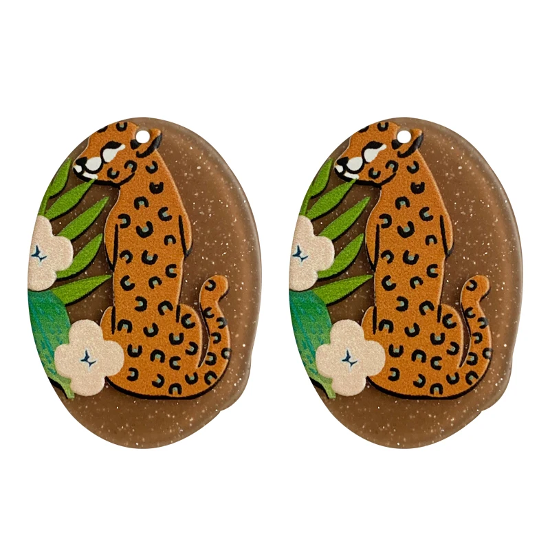 

Ins illustration shaped oval relief pattern color Acrylic Pendant DIY handmade jewelry earrings accessories materials