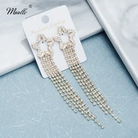 miallo fashion rhinestone long chain tassel drop earrings for women accessories gold color star earrings trendy jewelry gifts