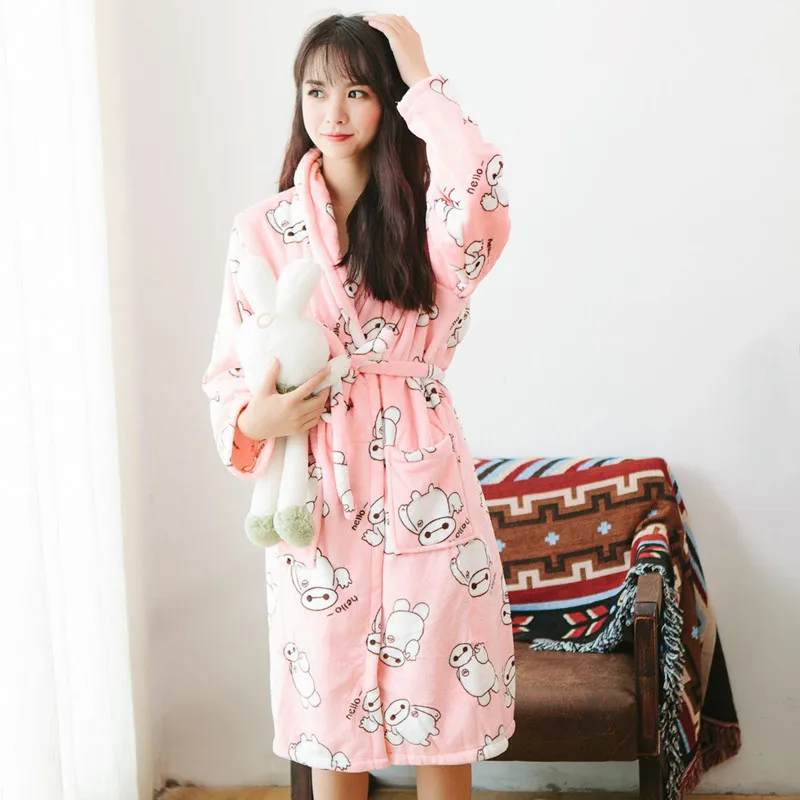 Feier женский и мужской фланелевый банный халат одежда для сна зимний плюшевый пар