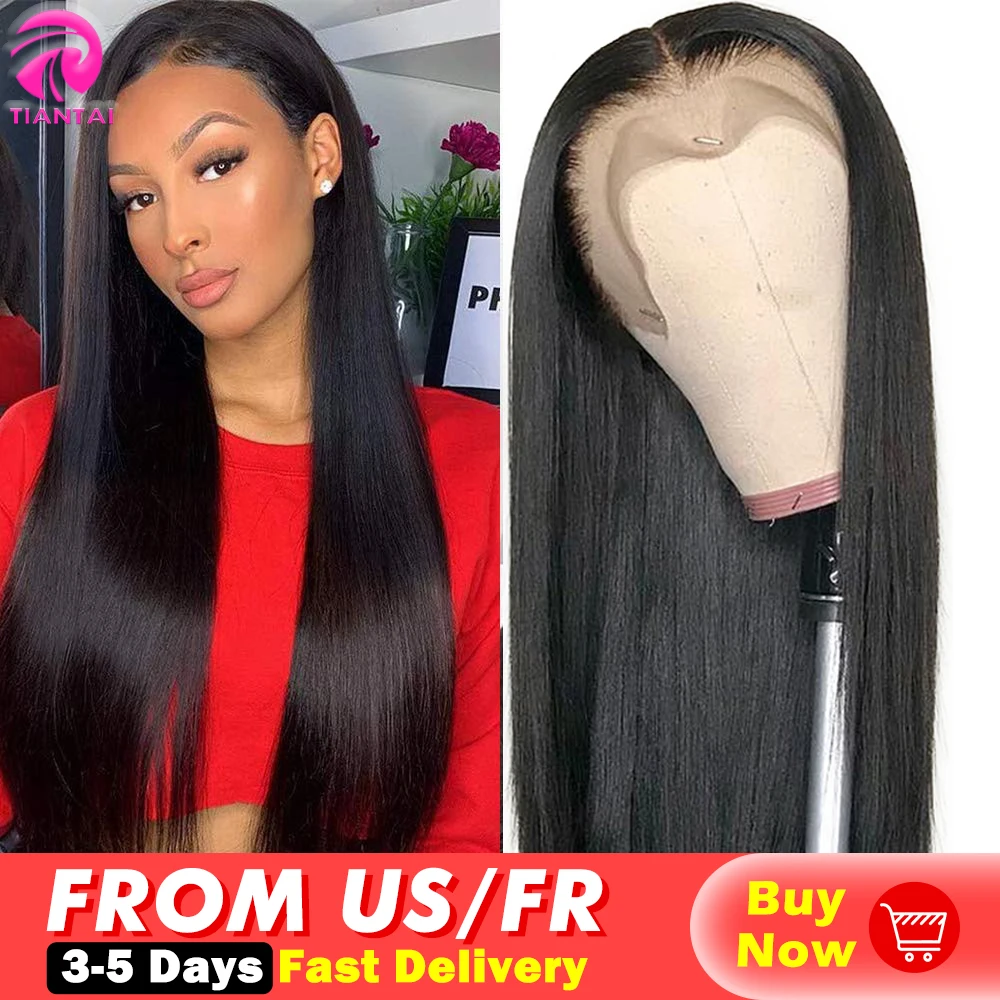 

TIANTAI 13x4 Синтетические волосы на кружеве парики из натуральных волос прямые волосы Кружева Закрытие парик шнурка человеческих волос парики ...
