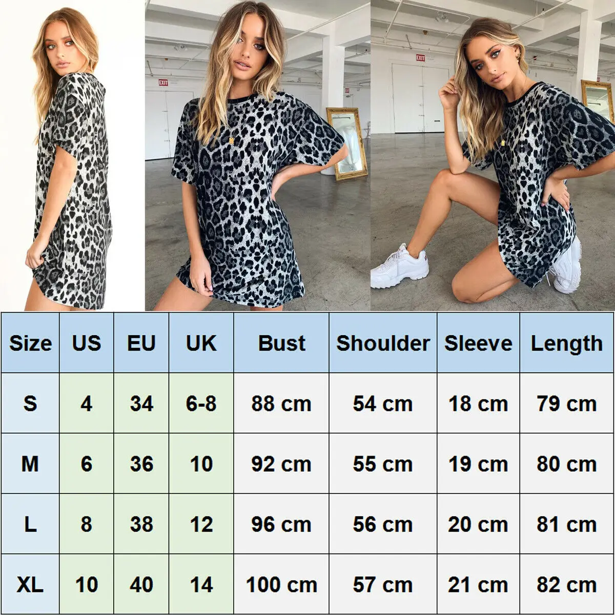 

Women Summer Leopard Print Loose T-Shirt Dress Fashion Short Sleeve Ladies Party Beach Mini Dress Sundress