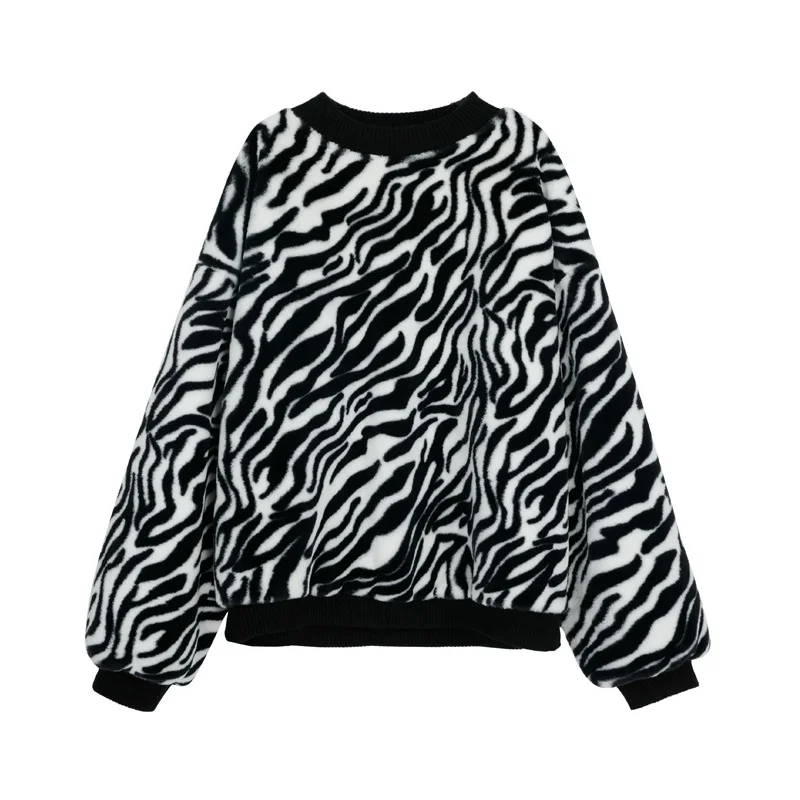 

Striped series plush coat 2020 winter new Korean loose warm jacket women's sweater