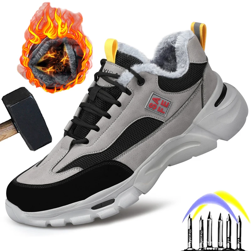 

Lightweight Work Safety Shoes Winter Boots Steel Toe Cap Indestructible Shoes Fashion Work Sneakers Puncture-Proof men Boots