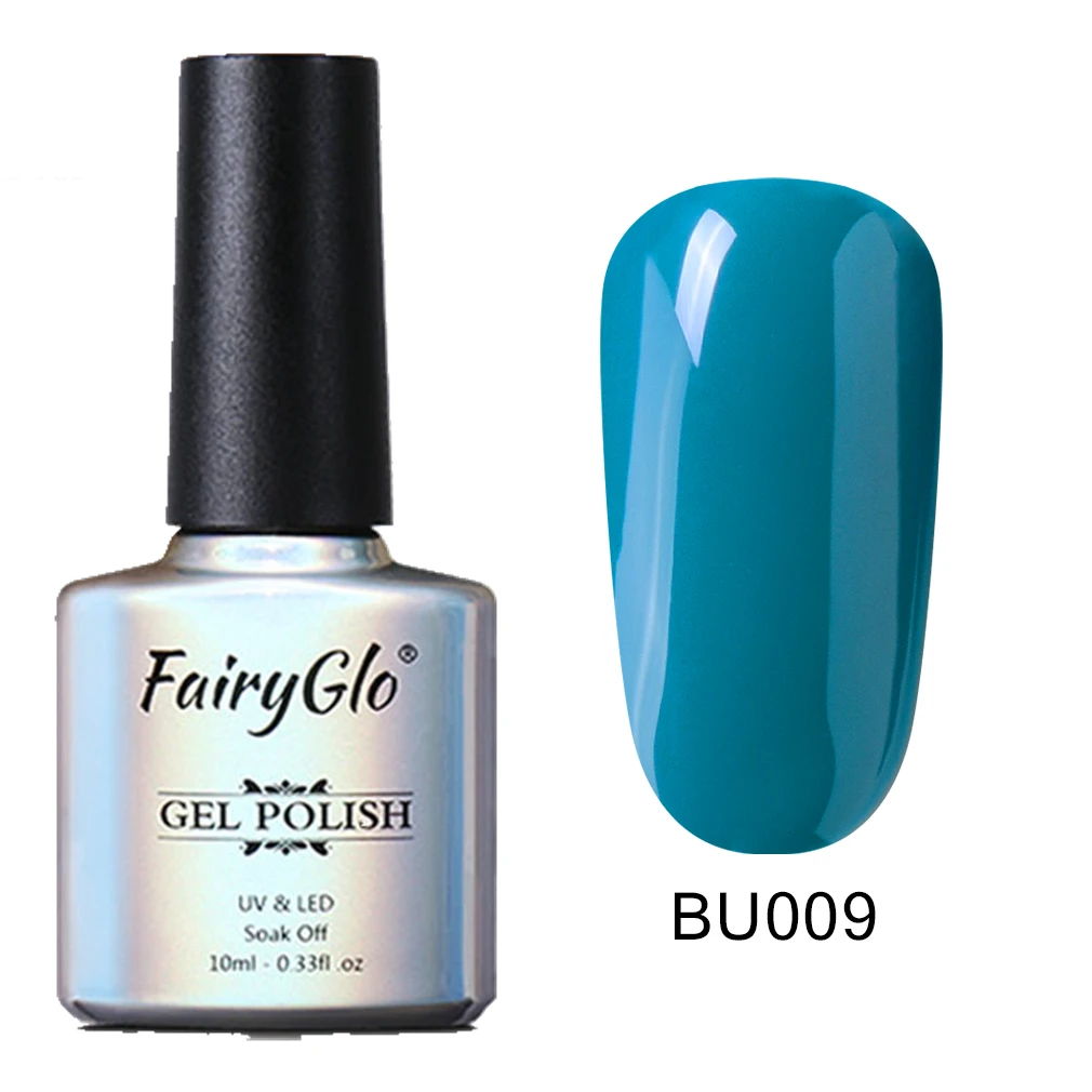 BU009 FairyGlo, 10 мл, Синий Цветной Гель-лак для ногтей, Полупостоянный Светодиодный УФ-Гель-лак, лак для дизайна ногтей, впитывающий Гель-лак, Матовый верхний слой - Цвет: BU009