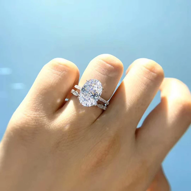 

Jewepisode 100% 925 Sterling Silver Radiant Cut 9ct Simulated Moissanite Diamond Ring for Women Wedding Bridal Sets Wholesale