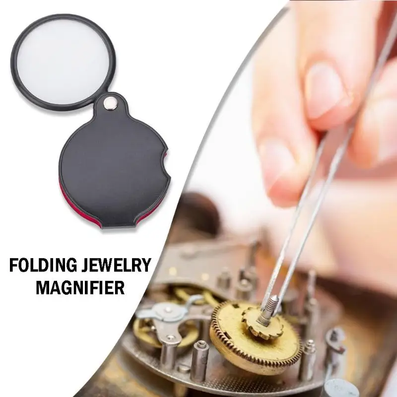 Mini Pocket 8X HD Magnifier with PVC Leather Bags Folding Jewelry Magnifying Tools Eye Glass Loupe Lens | Инструменты