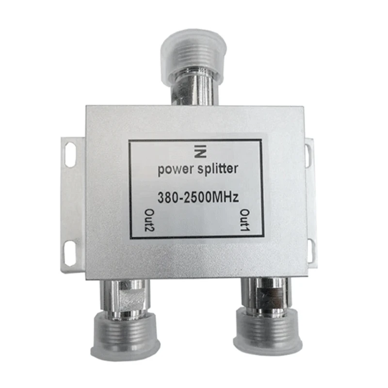 

RF Radio Frequency Power Splitter Combiner 1 to 2 Way 380-2500MHz Signal Booster Divider Adapter N Connector Type 50 Ohm