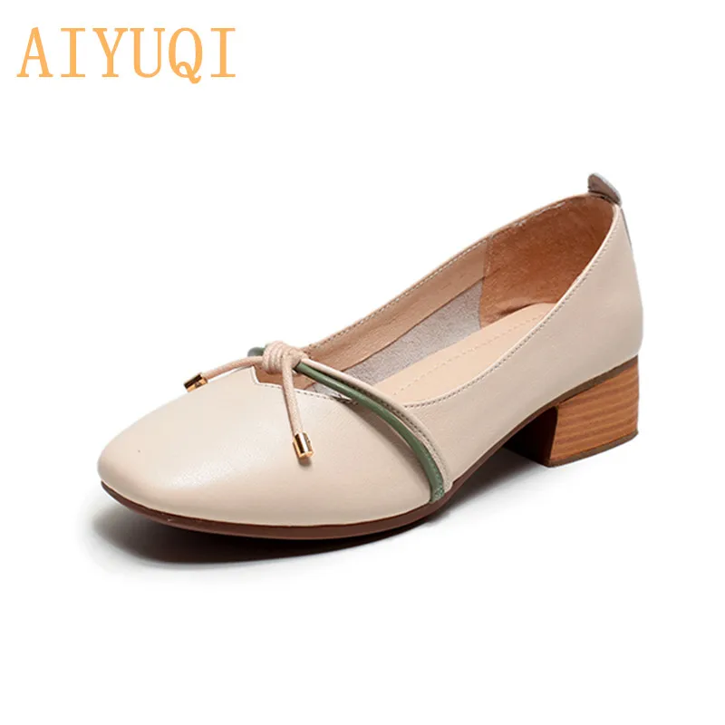 Тонкие Туфли Новинка 2021 года Сезон весна Женская обувь из натуральной кожи
