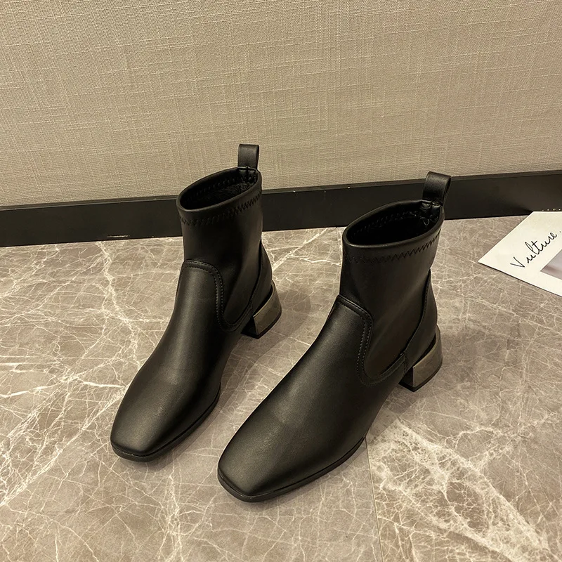 Высококачественные женские ботинки с острым носком кожаные популярные весенние