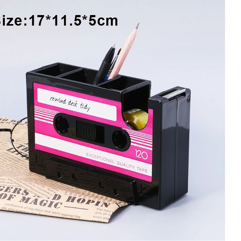 

Creative Pasteable Pen Holder Magnetic Tape Shape Stationery Storage Boxes Home Office Plastic Wall-mounted Desktop Storage Box