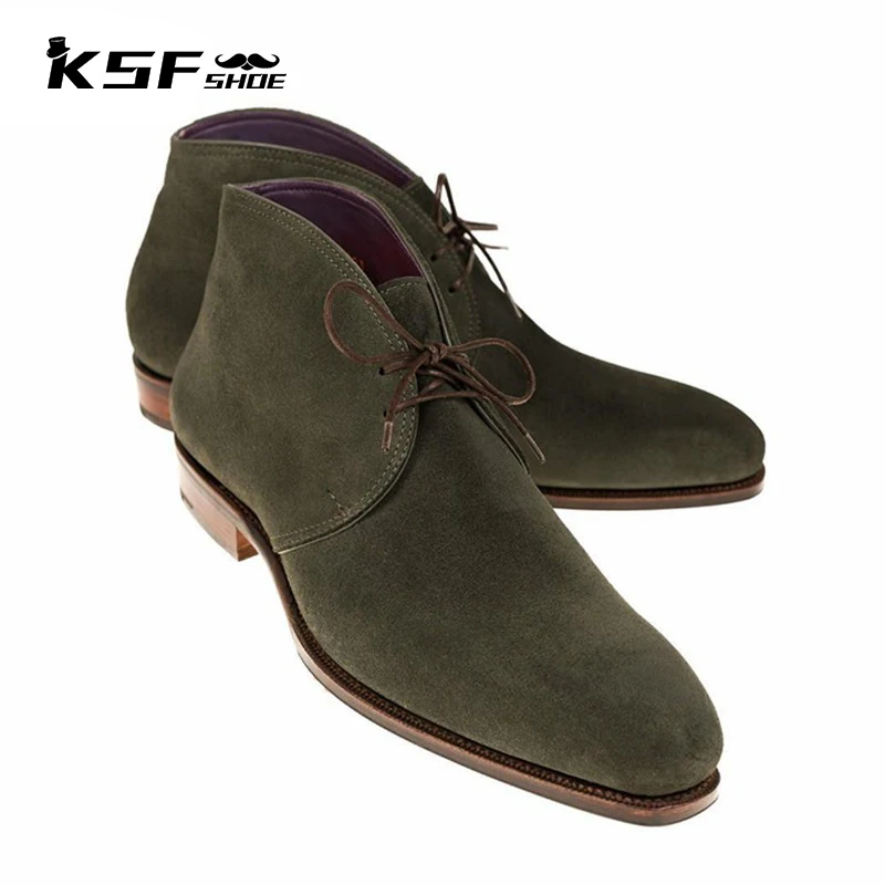 

KSF SHOE Luxury Designer Fashion Winter Ankle Boots Shoes Men Handmade Business Luxury Official Leather Boots Formal Shoes Men