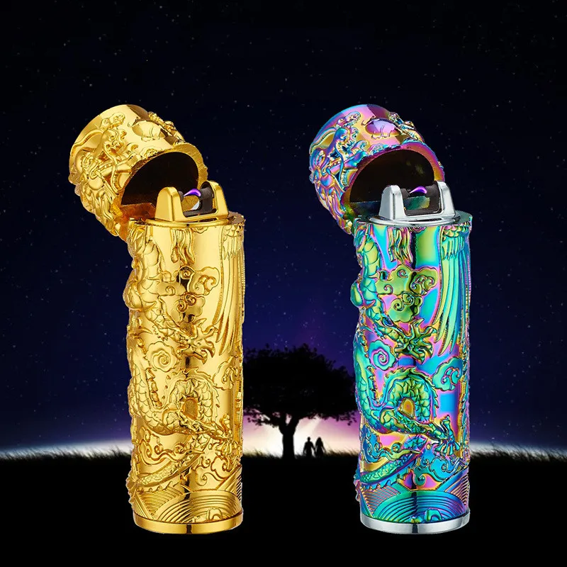 

Shake To Start The Electronic Lighter Windproof Creative Metal Embossed USB Charging Arc Lighter Pipe Cigar Accessories